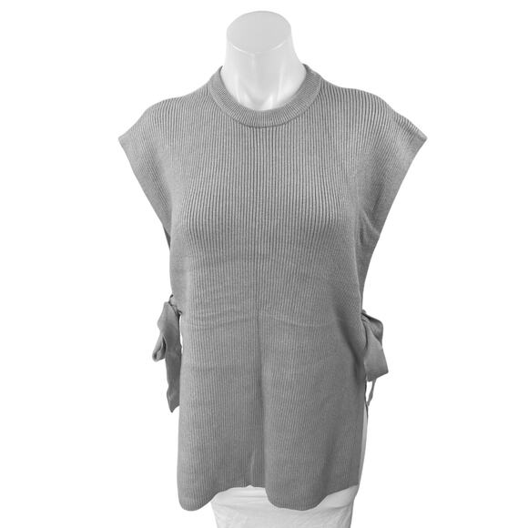 Zara Sweaters - Zara Women's Gray Rib Knit Sleeveless Open Side Bow Tie Sweater Vest Tank Top S